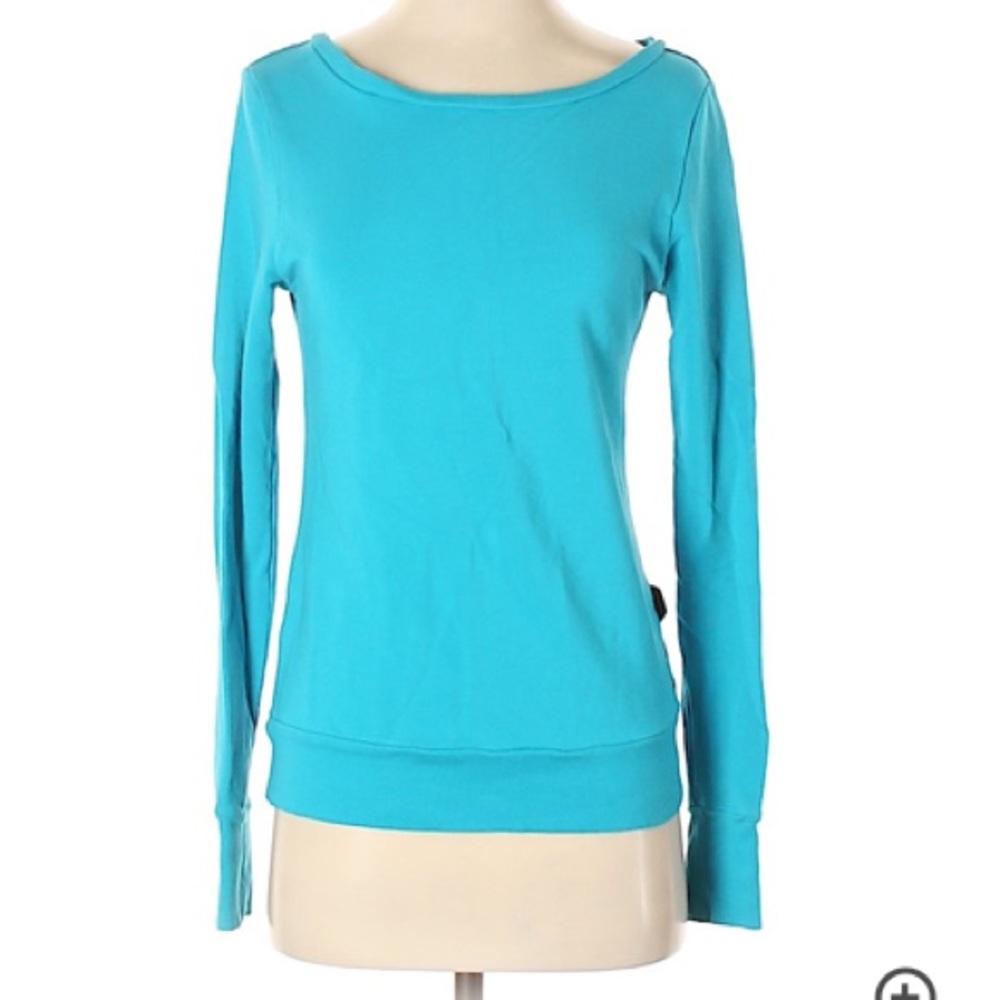 Splits59 Aqua Boatneck Open Back Sweatshirt